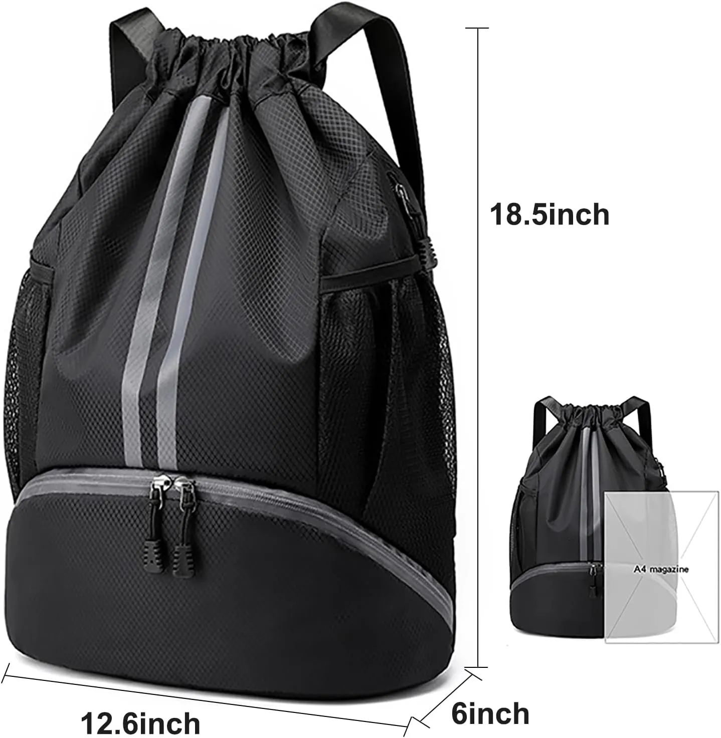 Swim Bag Drawstring Backpack with Wet Pocket Shoe Warehouse String Bag Sackpack for Beach Swimming Pool Gym Sports (Green)