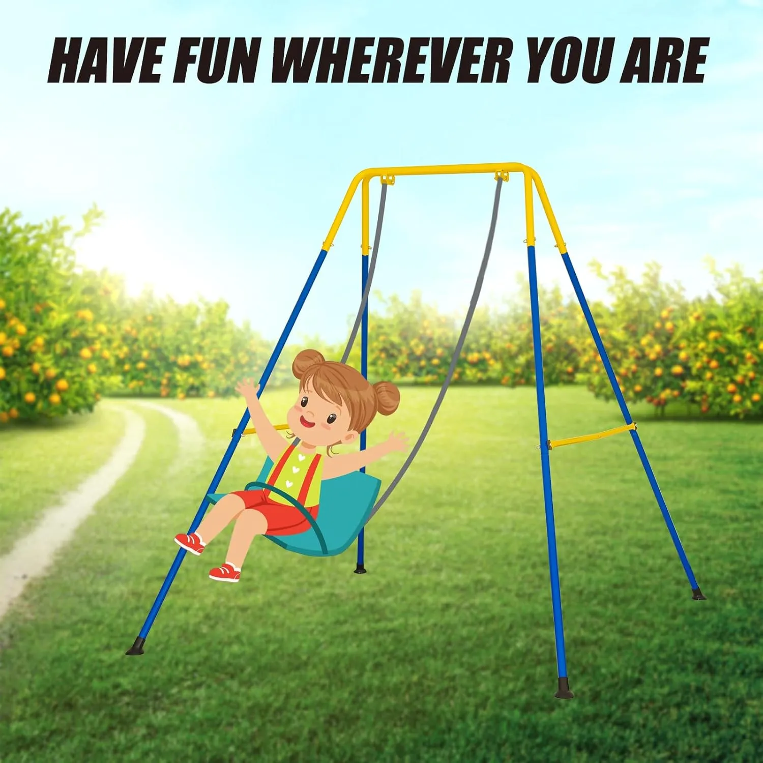 Swing Stand, Metal A-Frame Hammock Chair Stand, Foldable Baby Swing Frame(NO SEAT)