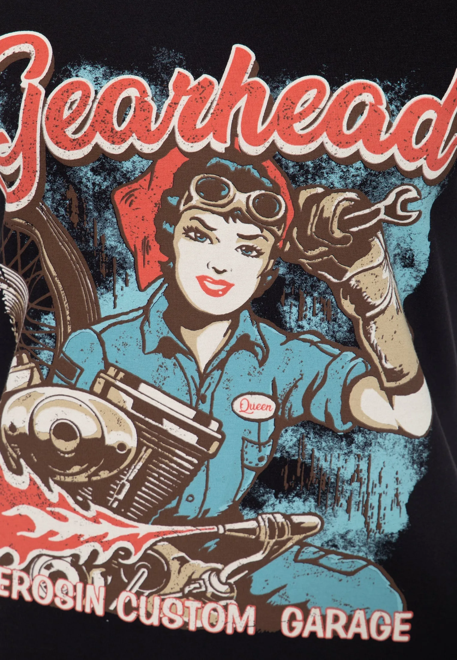 T-Shirt mit Frontprint und Rundhalsausschnitt «Gearhead»