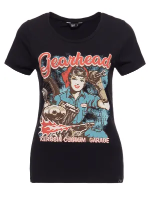 T-Shirt mit Frontprint und Rundhalsausschnitt «Gearhead»