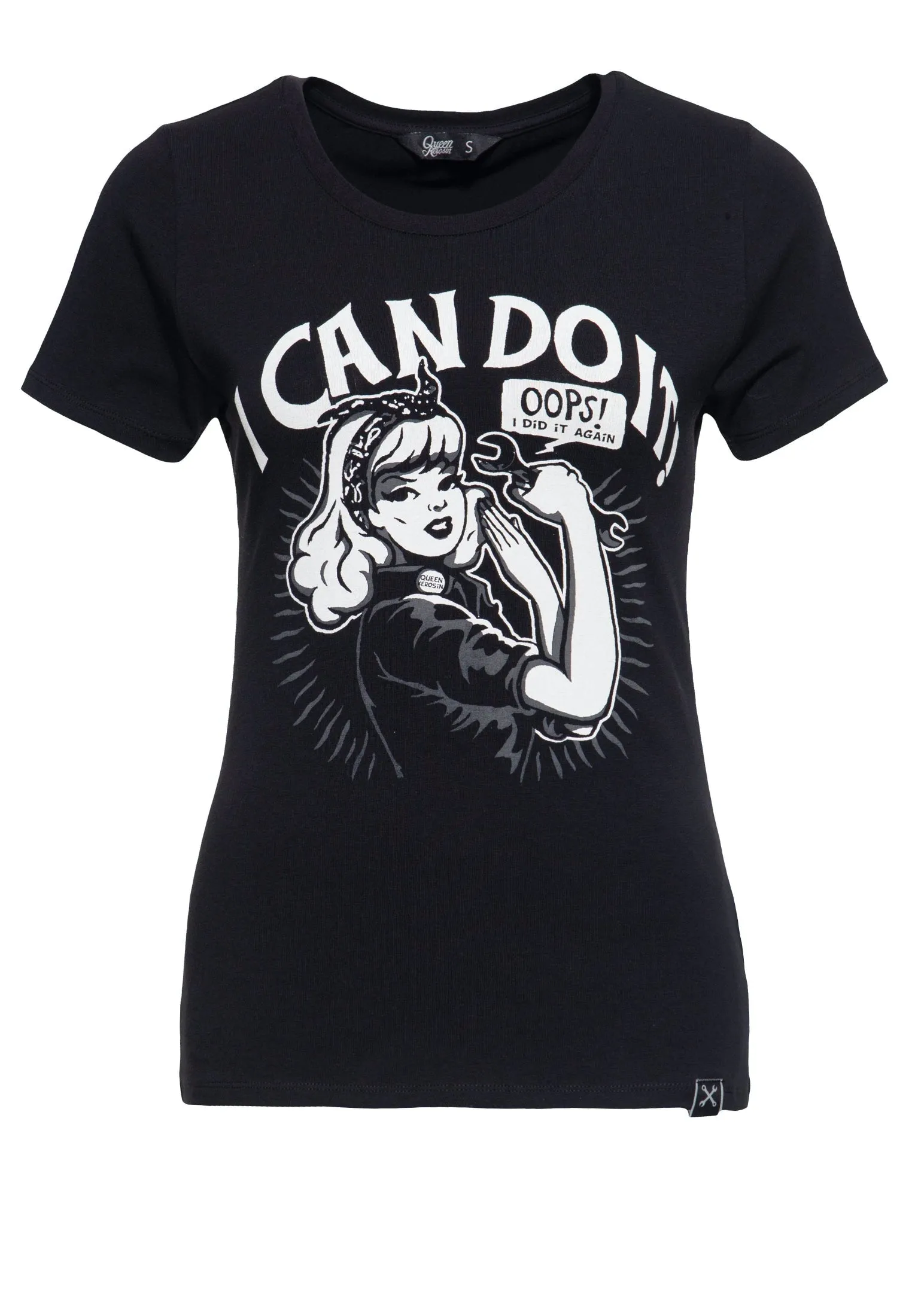 T-Shirt mit rebellischem Frontprint und Rundhalsausschnitt «I can do it»