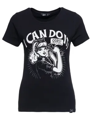 T-Shirt mit rebellischem Frontprint und Rundhalsausschnitt «I can do it»