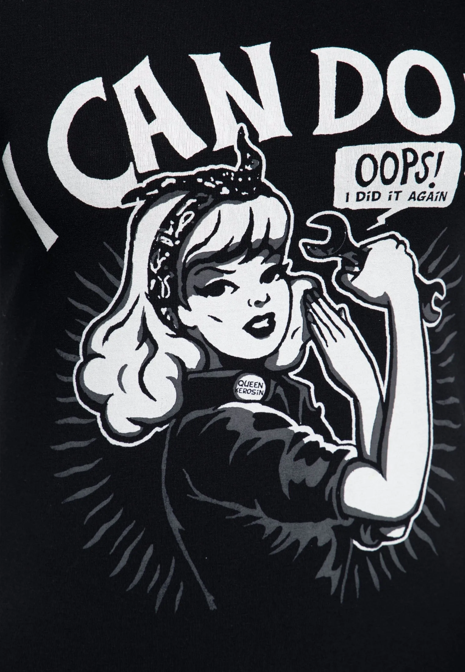 T-Shirt mit rebellischem Frontprint und Rundhalsausschnitt «I can do it»