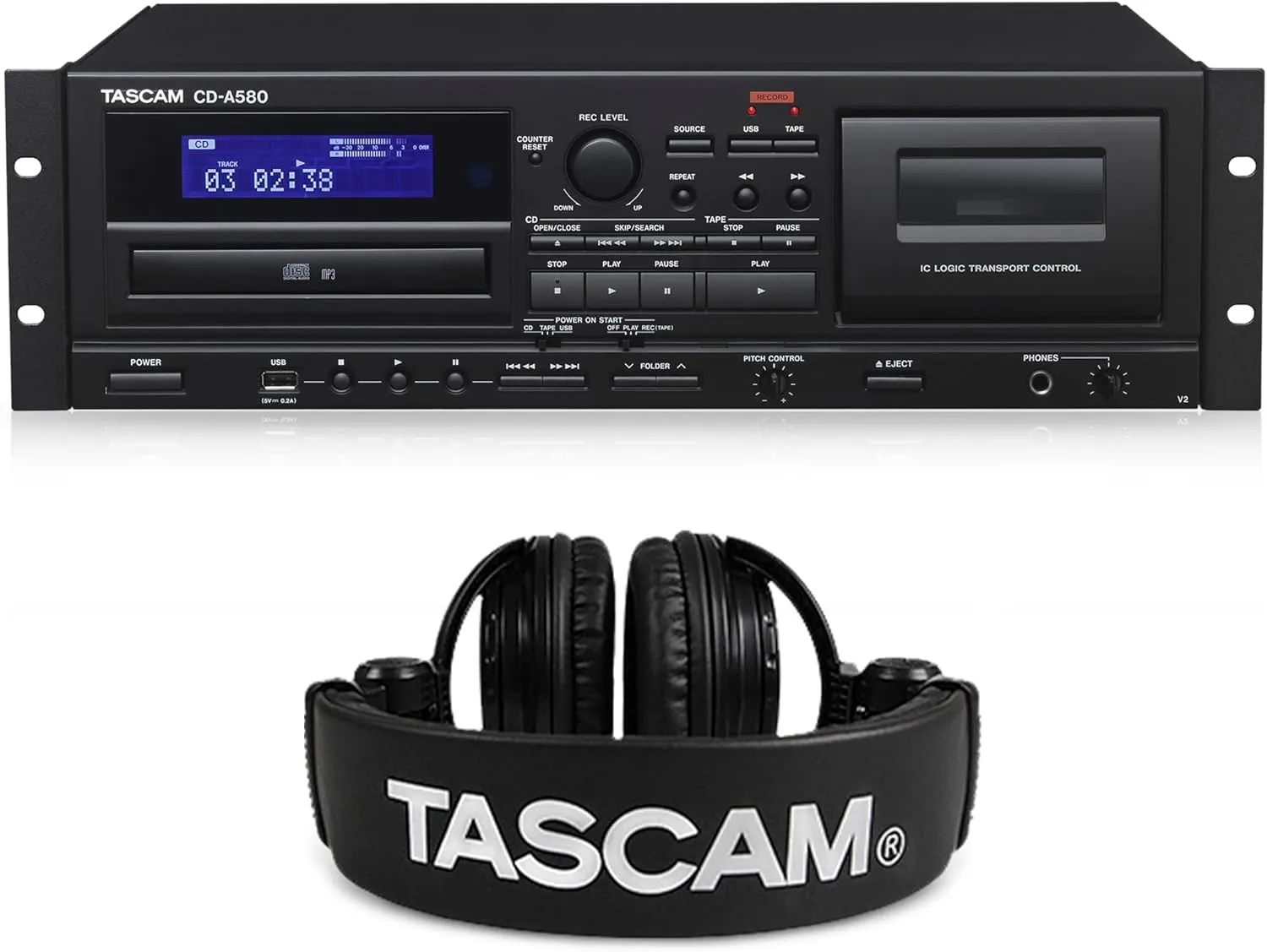 TASCAM Rackmount Recorder Combo (CD-A580) and Studio Headphones