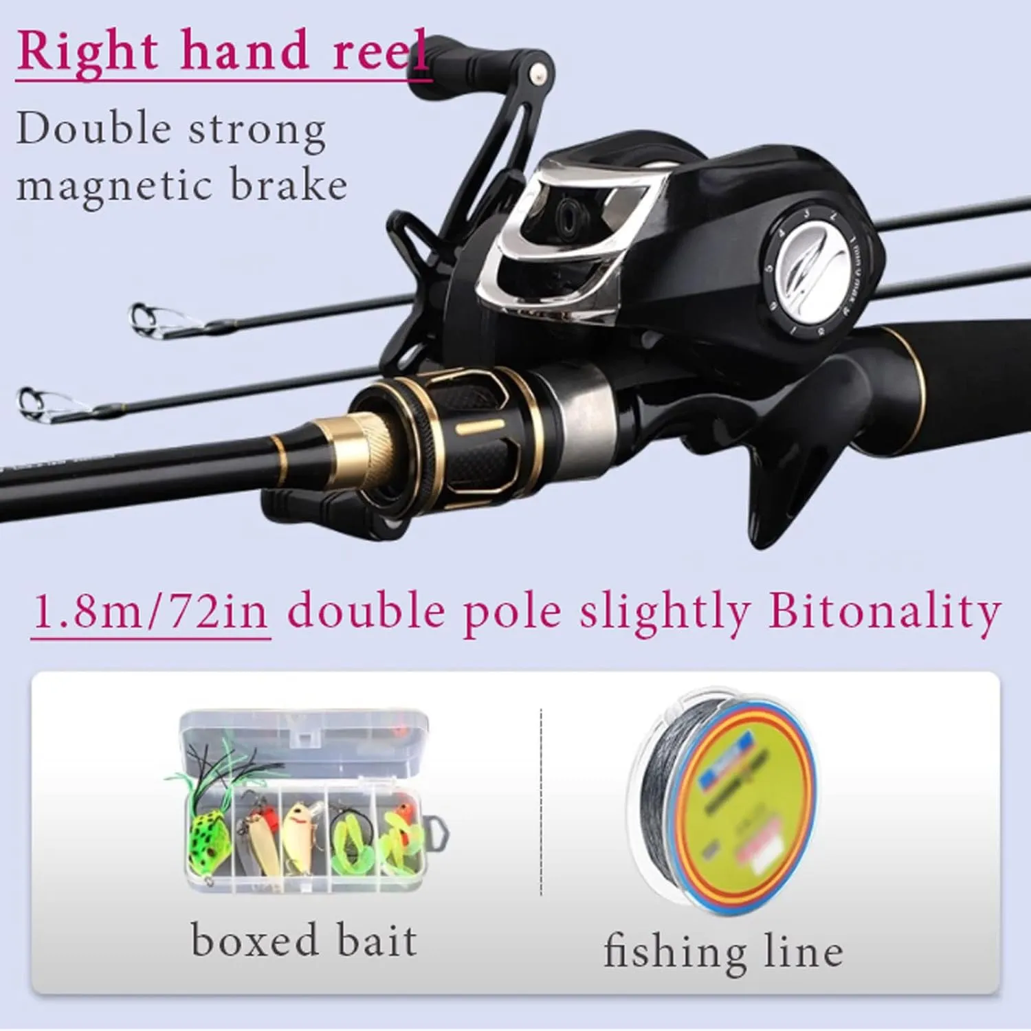 telescoping Deluxe Carbon Fiber Fishing Pole Telescopic Fishing Pole Backpacking Fishing Pole Set Fishing Rod and Reel with Accessories Fishing Rod (Right)