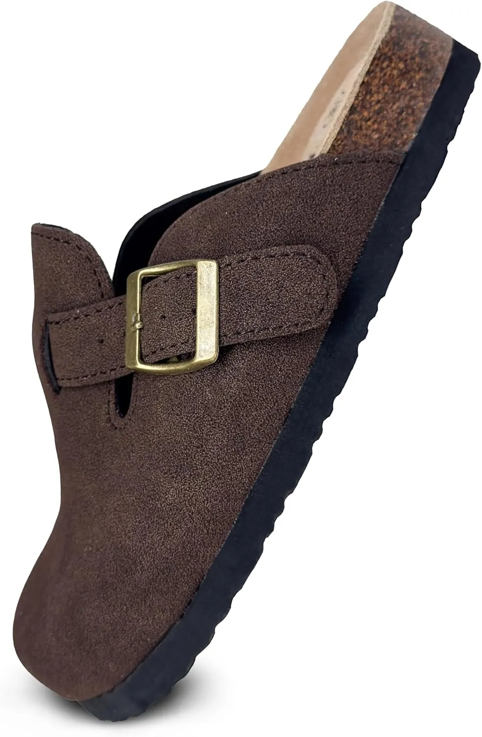 TF STAR Unisex Soft Footbed Clog Cow Suede Leather Clogs, Cork Clogs Shoes for Women Men