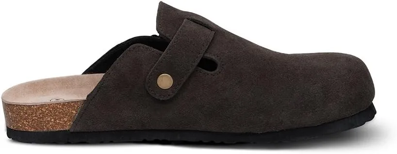 TF STAR Unisex Soft Footbed Clog Cow Suede Leather Clogs, Cork Clogs Shoes for Women Men