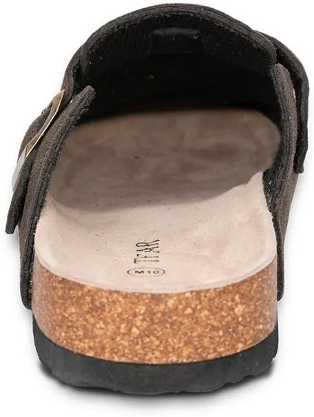 TF STAR Unisex Soft Footbed Clog Cow Suede Leather Clogs, Cork Clogs Shoes for Women Men