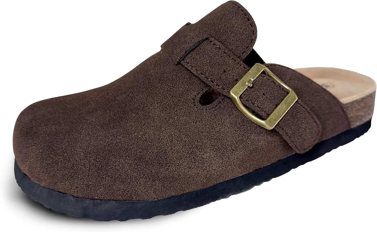 TF STAR Unisex Soft Footbed Clog Cow Suede Leather Clogs, Cork Clogs Shoes for Women Men