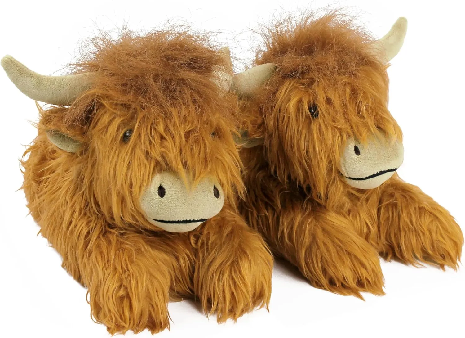 The Original Highland Cattle Slippers for Women and Men - Fuzzy Plush Highland Cow Slippers for Adults