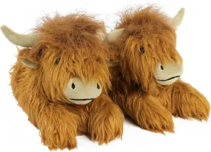 The Original Highland Cattle Slippers for Women and Men - Fuzzy Plush Highland Cow Slippers for Adults