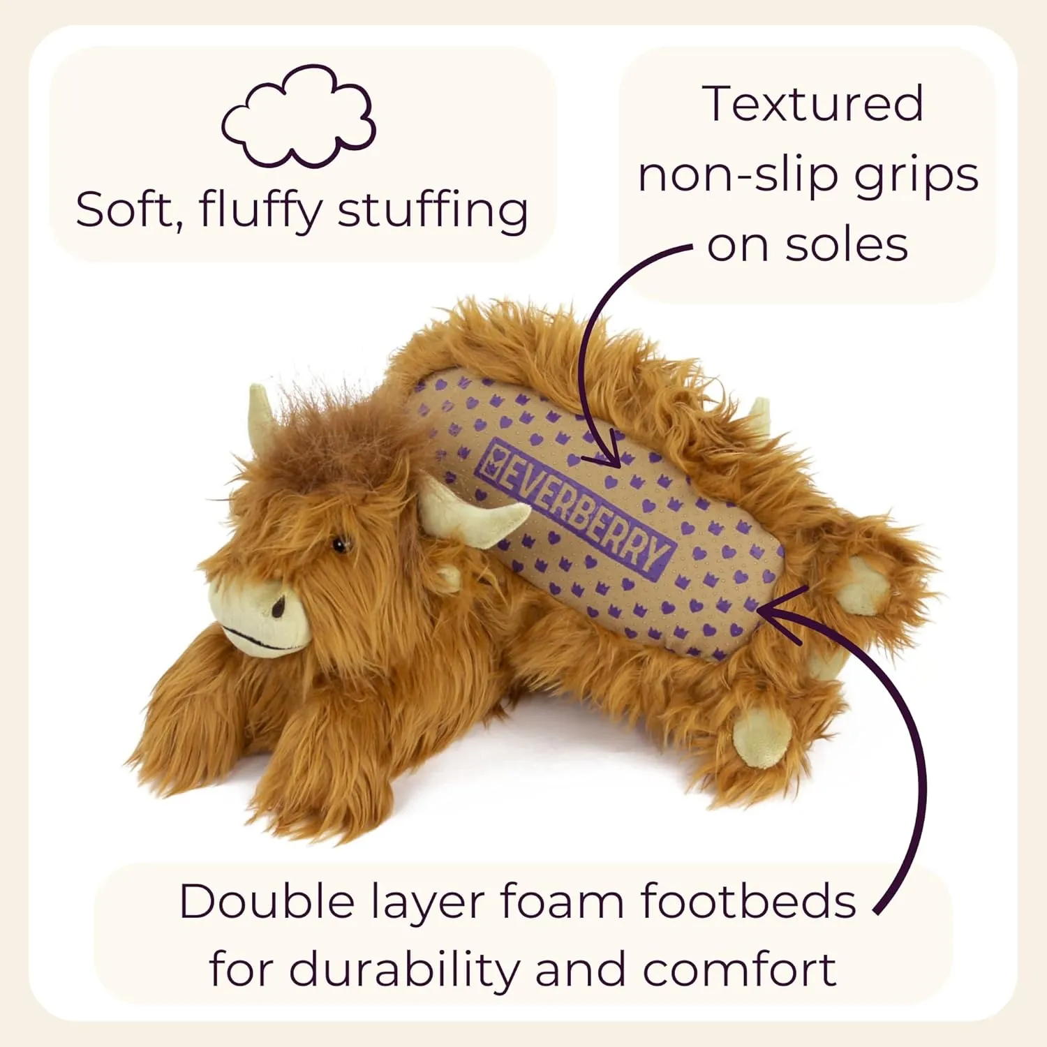 The Original Highland Cattle Slippers for Women and Men - Fuzzy Plush Highland Cow Slippers for Adults