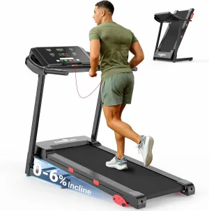THERUN Incline Treadmill for Running and Walking, 300 lbs Weight Capacity, Wide Belt, 3.0 HP, 18" LED Screen, 2 Layers Shock-Absorbing