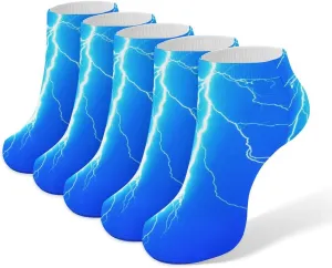Thunderbolt Ankle No Show Socks Soft Loafer Socks Low Cut Non Slip Flat Sock 5 PC