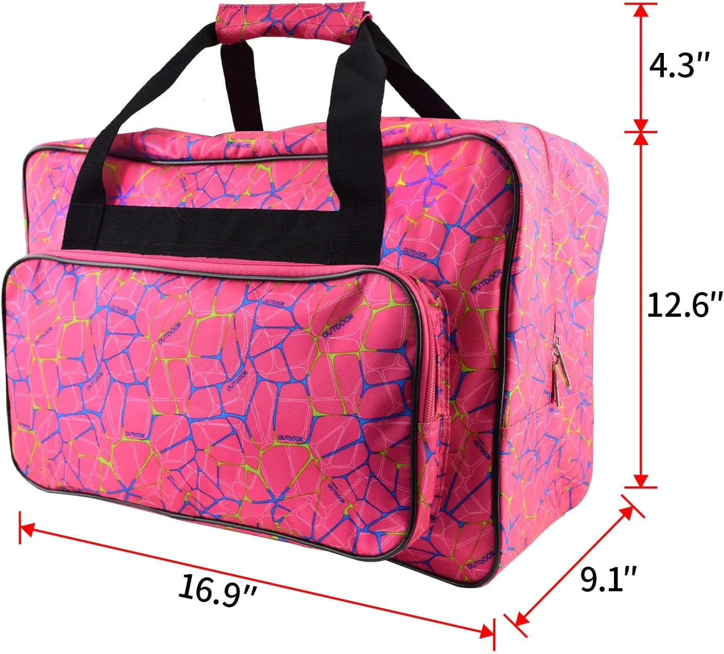 TLBTEK Rose Red Sewing Machine Carrying Case,Universal Canvas Carry Tote Bag,Portable Padded Storage Dust Cover with Pockets for Sewing Machine