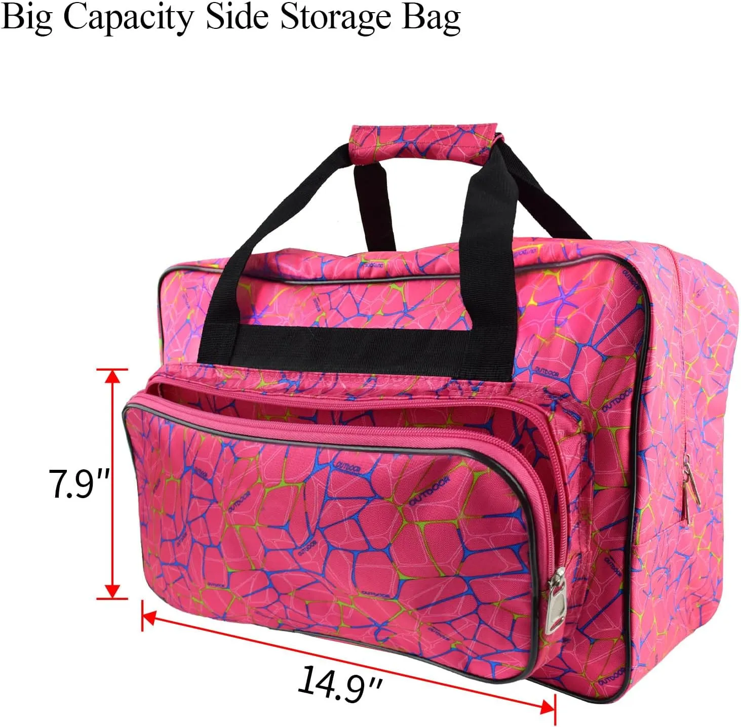 TLBTEK Rose Red Sewing Machine Carrying Case,Universal Canvas Carry Tote Bag,Portable Padded Storage Dust Cover with Pockets for Sewing Machine