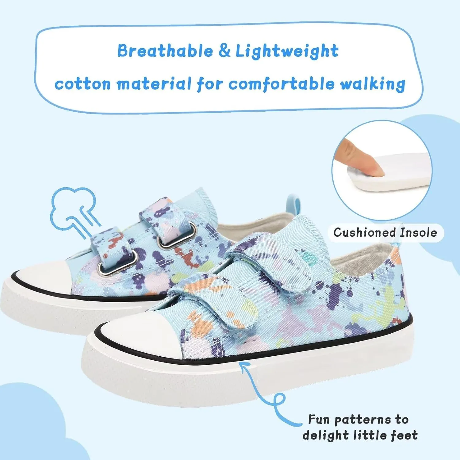 Toddler Canvas Shoes Girls High Top Sneakers Little Big Kids Boys Walking Cushioned Shoes Toddler 8-Big Kid 3