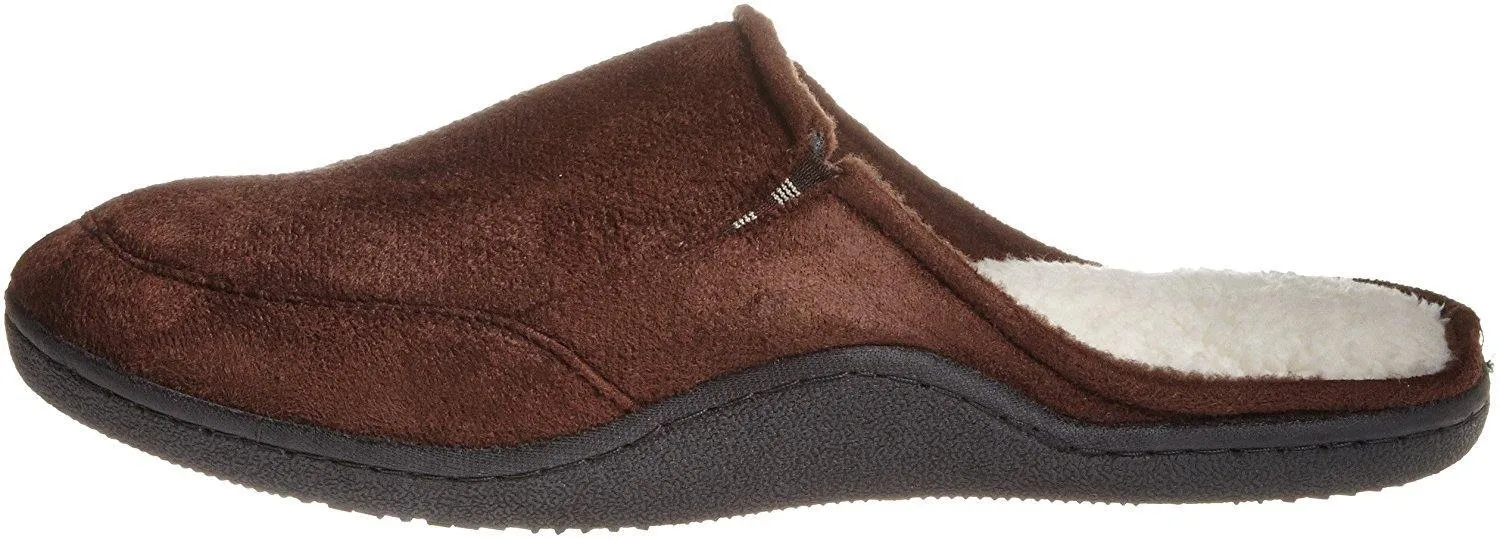 Totes Men's Microsuede Clog Slipper with Sherpa Lining and Elastic Insets