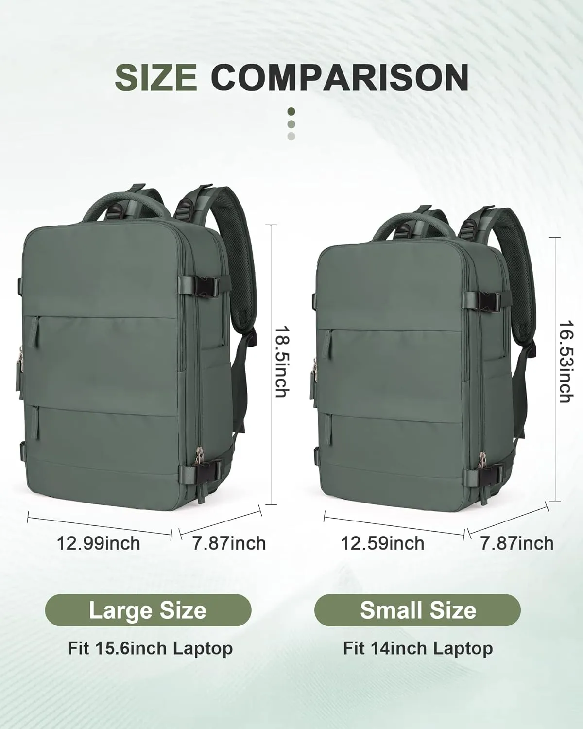 Travel Backpack For Women Men Carry On Backpack Flight Approved Gym Bag With Shoe Compartment Hiking Waterproof Laptop Backpack College Essentials Olive Green