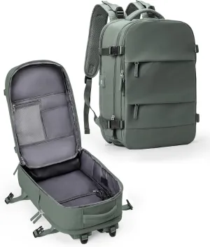 Travel Backpack For Women Men Carry On Backpack Flight Approved Gym Bag With Shoe Compartment Hiking Waterproof Laptop Backpack College Essentials Olive Green