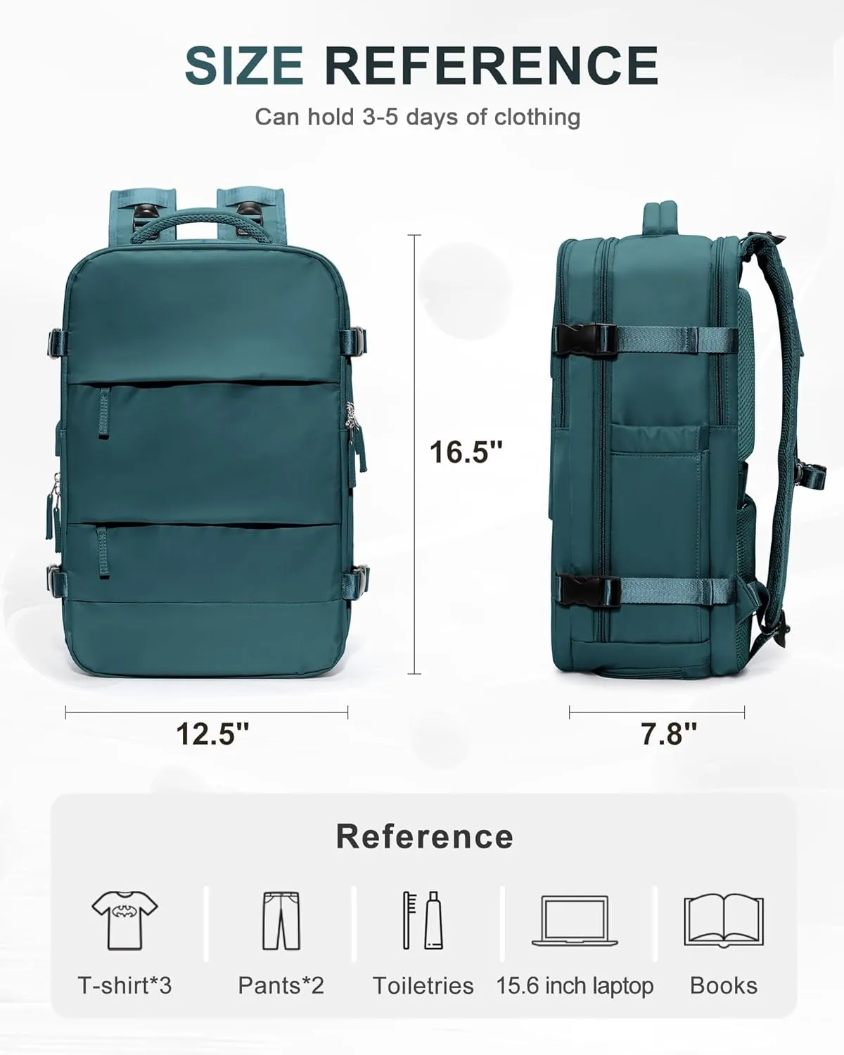 Travel Backpack For Women Men Carry On Backpack Flight Approved Gym Bag With Shoe Compartment Hiking Waterproof Laptop Backpack College Essentials Peacock Blue