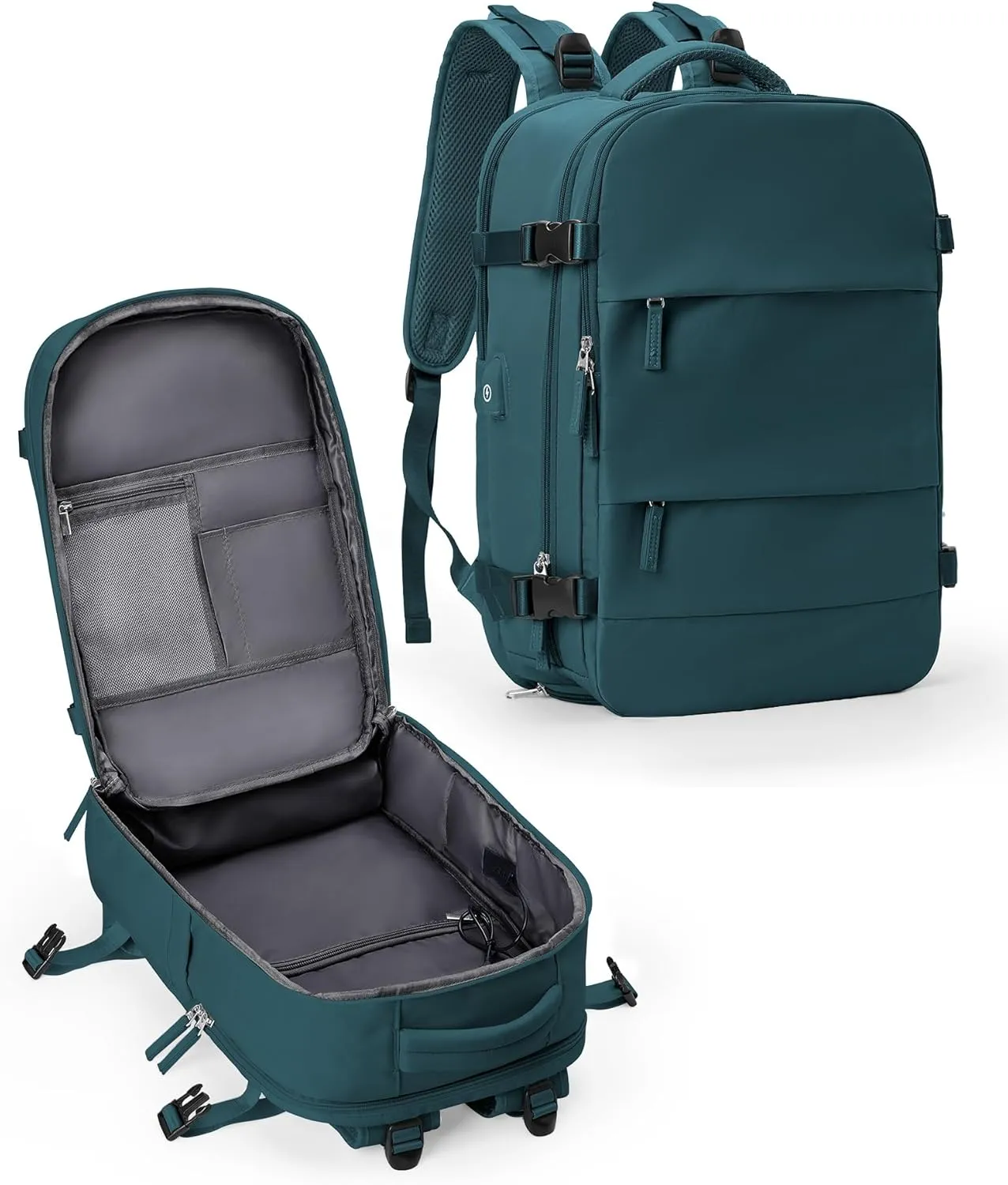 Travel Backpack For Women Men Carry On Backpack Flight Approved Gym Bag With Shoe Compartment Hiking Waterproof Laptop Backpack College Essentials Peacock Blue
