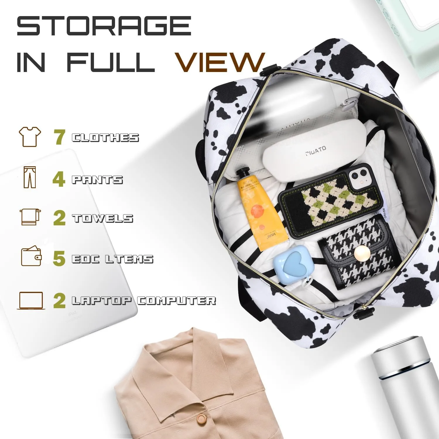 Travel Duffel Bag Foldable Weekender Overnight Bag for Men Women Lightweight Carry on Tote Bag For Spirit Airlines
