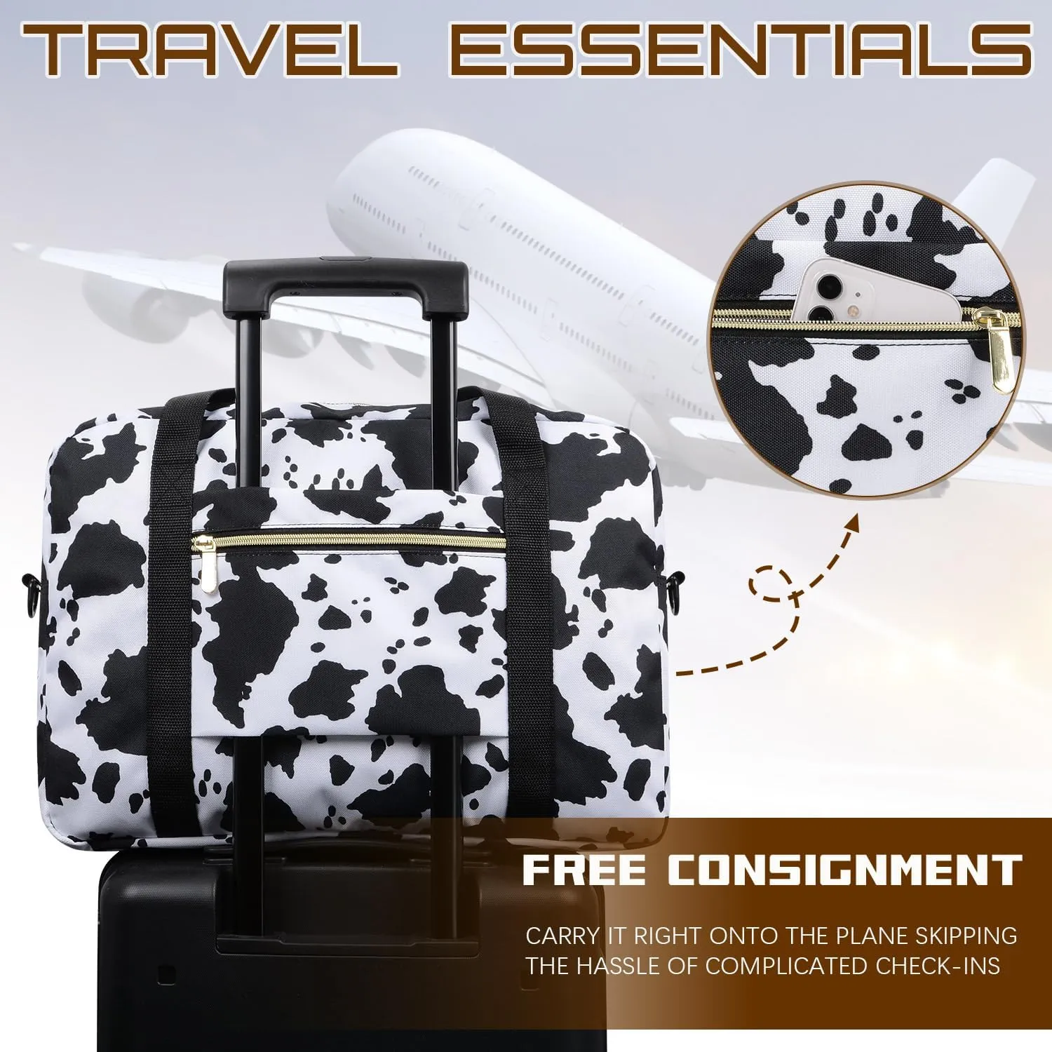 Travel Duffel Bag Foldable Weekender Overnight Bag for Men Women Lightweight Carry on Tote Bag For Spirit Airlines