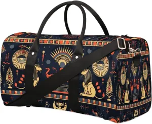 Travel Duffle Bag Ancient Egyptian Mystical Symbols Foldable Travel Bags for Men Women, 17 Inch Gym Bag Workout Bag Carry on Weekender Overnight Bag for Gym Travel