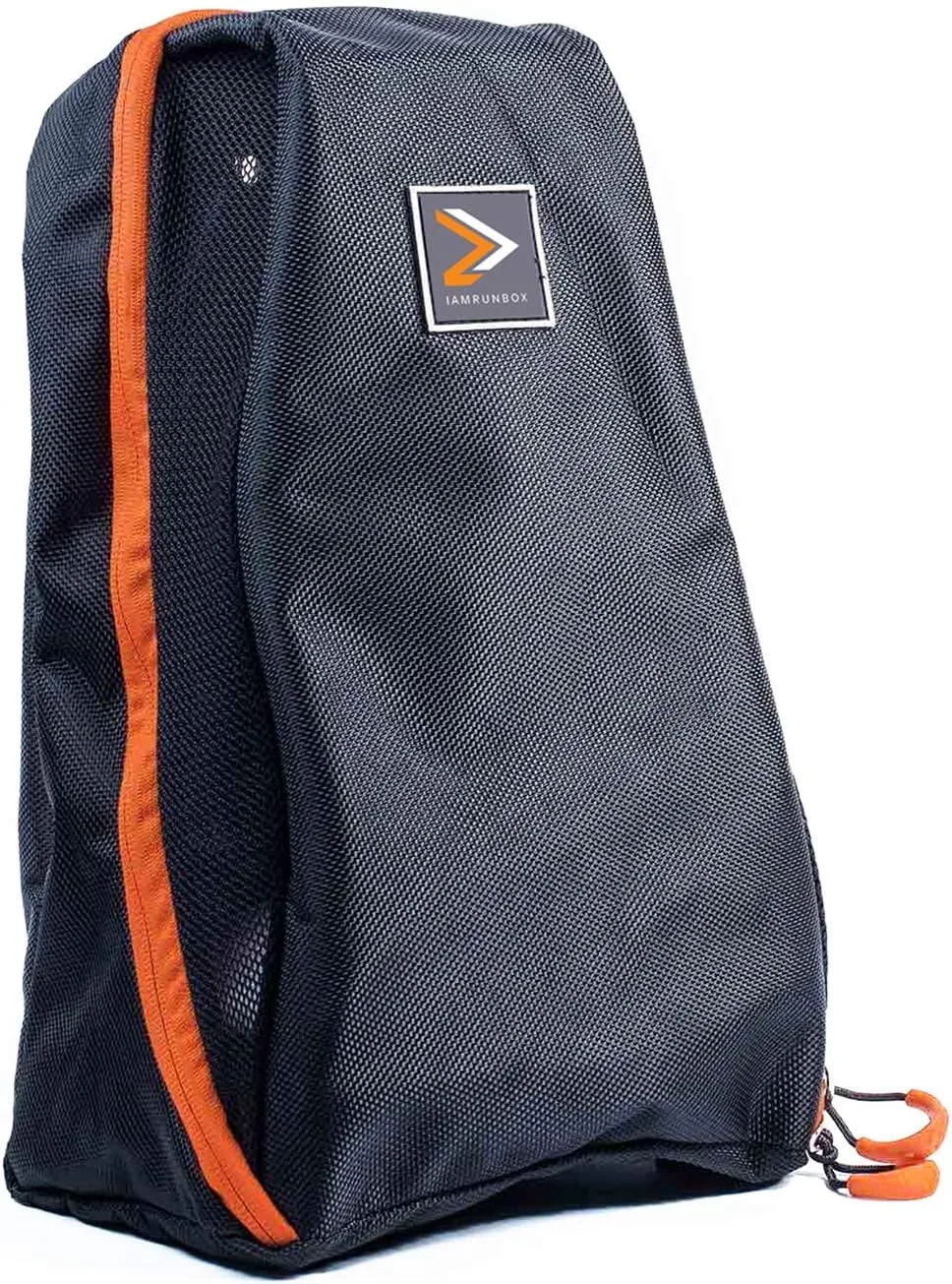 Travel Shoe Bag, Mesh Material for Suitcase or Gym Bag Storage, Dirt & Water Resistant, Black with Orange Trim