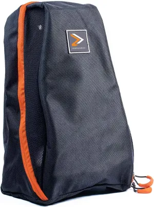Travel Shoe Bag, Mesh Material for Suitcase or Gym Bag Storage, Dirt & Water Resistant, Black with Orange Trim