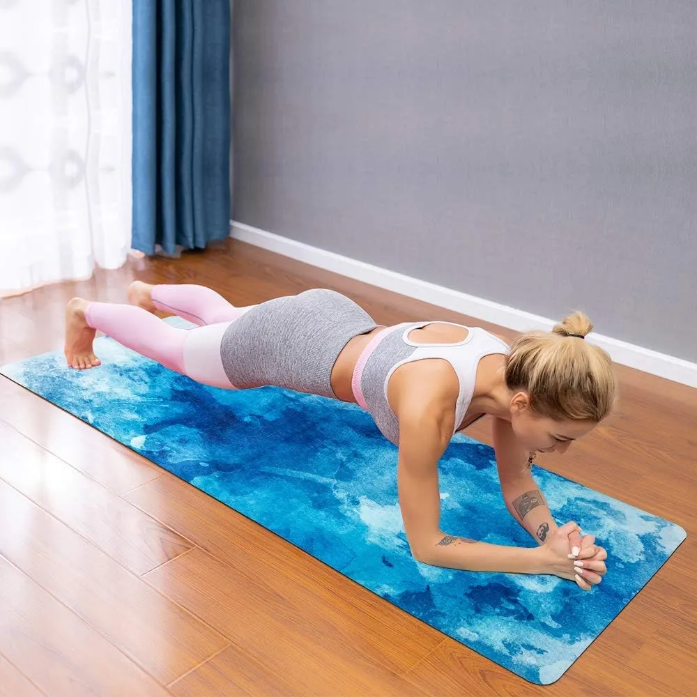 Travel Yoga Mat, Non Slip Exercise Suede Mat with Carry Bag, All-Purpose Fitness Mat with High Density Anti-Tear Surface for Women, Ideal for Pilates Workout (72'' x 26'' x 1.5mm Thick)