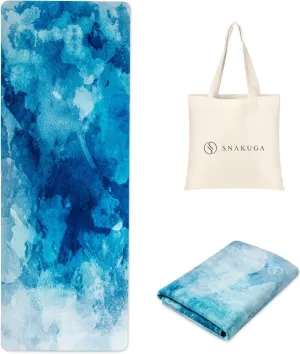 Travel Yoga Mat, Non Slip Exercise Suede Mat with Carry Bag, All-Purpose Fitness Mat with High Density Anti-Tear Surface for Women, Ideal for Pilates Workout (72'' x 26'' x 1.5mm Thick)