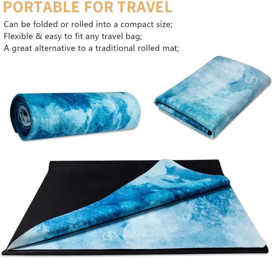 Travel Yoga Mat, Non Slip Exercise Suede Mat with Carry Bag, All-Purpose Fitness Mat with High Density Anti-Tear Surface for Women, Ideal for Pilates Workout (72'' x 26'' x 1.5mm Thick)
