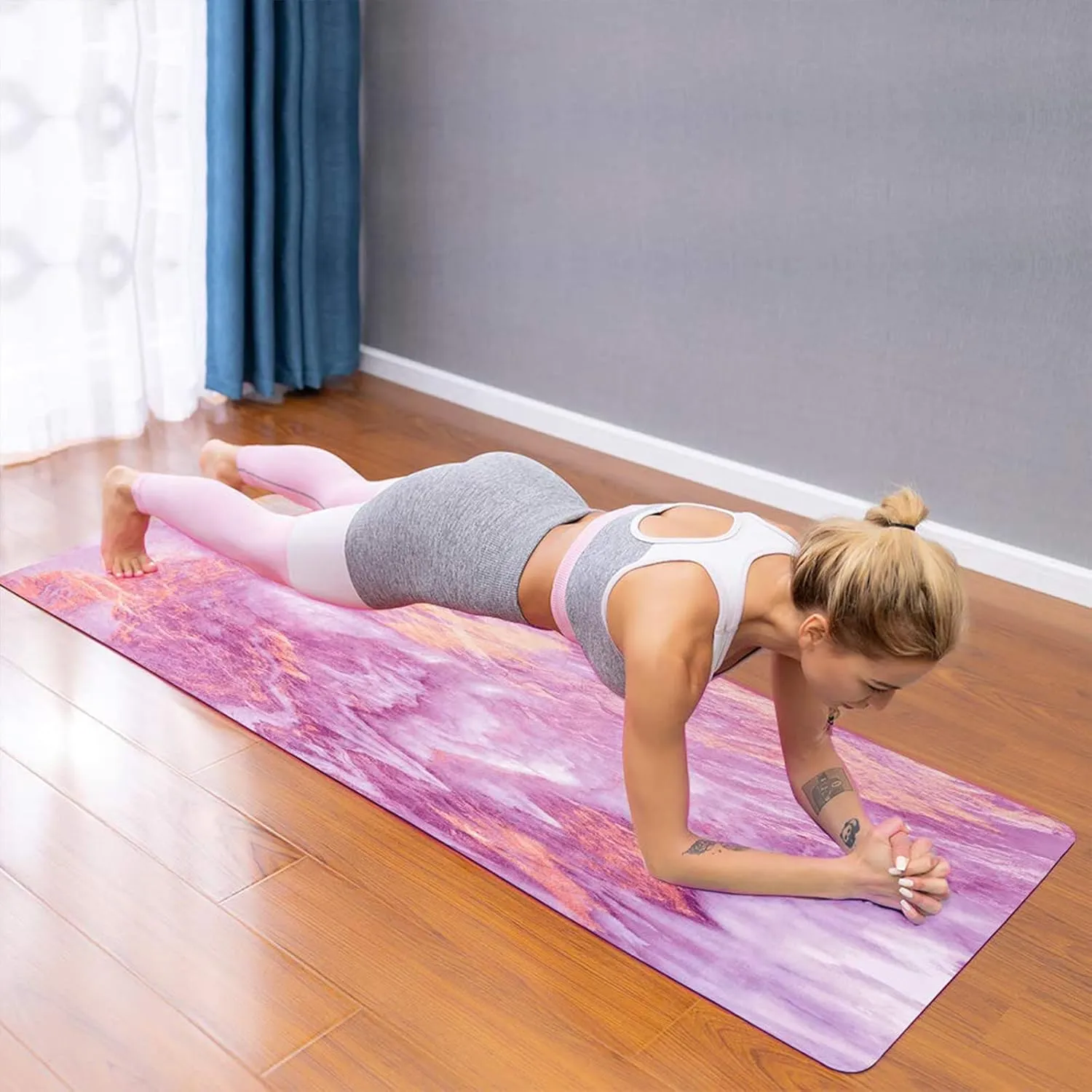Travel Yoga Mat, Non Slip Exercise Suede Mat with Carry Bag, All-Purpose Fitness Mat with High Density Anti-Tear Surface for Women, Ideal for Pilates Workout (72'' x 26'' x 1.5mm Thick)
