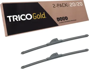TRICO Gold™ (18-2020) 20 & 20 Inch Pack of 2 Automotive Replacement Windshield Wiper Blades for My Car Premium All Weather Beam Blade for Select Vehicle Models