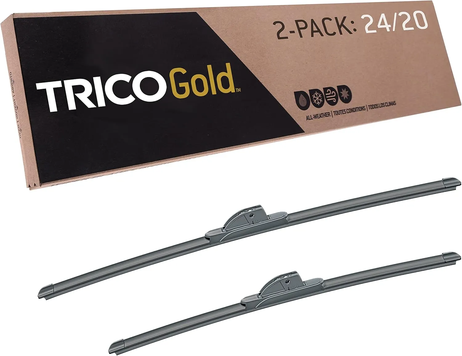 TRICO Gold™ (18-2420) 24 & 20 Inch Pack of 2 Automotive Replacement Windshield Wiper Blades for My Car Super Premium All Weather Beam Blade for Select Vehicle Models