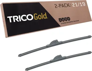 TRICO Gold 21"   19" Premium Automotive Replacement Windshield Wiper Blades (Set of 2), Passenger and Driver Side All-Weather Beam Wiper Blades for Select Vehicle Models