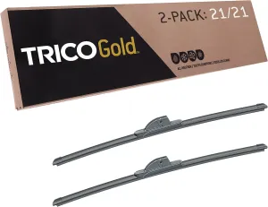 TRICO Gold 21"   21" Premium Automotive Replacement Windshield Wiper Blades (Set of 2), Passenger and Driver Side All-Weather Beam Wiper Blades for Select Vehicle Models