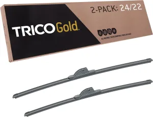 TRICO Gold 24"   22" Premium Automotive Replacement Windshield Wiper Blades (Set of 2), Passenger and Driver Side All-Weather Beam Wiper Blades for Select Vehicle Models
