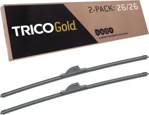 TRICO Gold 26"   26" Premium Automotive Replacement Windshield Wiper Blades (Set of 2), Passenger and Driver Side All-Weather Beam Wiper Blades for Select Vehicle Models