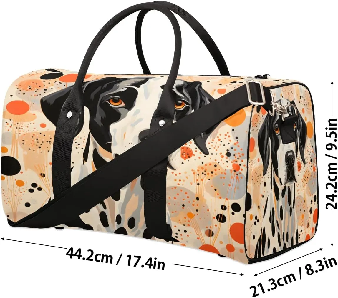 TropicalLife Dalmatian Dog Travel Duffle Bag for Adult Women Men Sports Tote Gym Bag Waterproof Carry on Overnight Weekender Bag