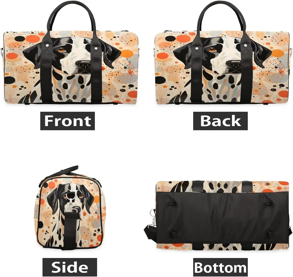 TropicalLife Dalmatian Dog Travel Duffle Bag for Adult Women Men Sports Tote Gym Bag Waterproof Carry on Overnight Weekender Bag