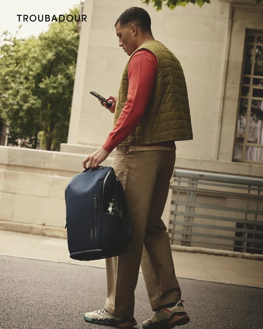 Troubadour Pioneer Backpack 3.0 - Premium Everyday Bag with Padded Laptop Section, Ventilated Shoe Compartment & Sustainable Waterproof Material - All-Day Lightweight Comfort Design - Navy