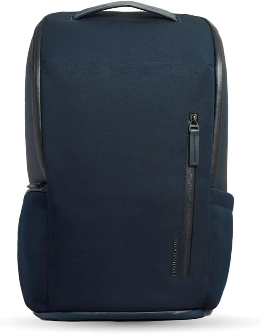 Troubadour Pioneer Backpack 3.0 - Premium Everyday Bag with Padded Laptop Section, Ventilated Shoe Compartment & Sustainable Waterproof Material - All-Day Lightweight Comfort Design - Navy