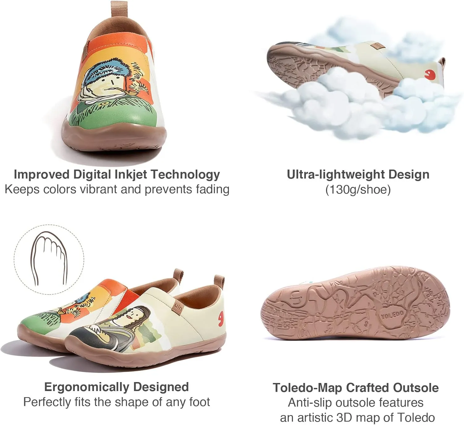 UIN Women's Artistic Design Slip-On Microfiber PU Shoes Stylish Comfortable Casual Loafers Lightweight Everyday Travel Footwear