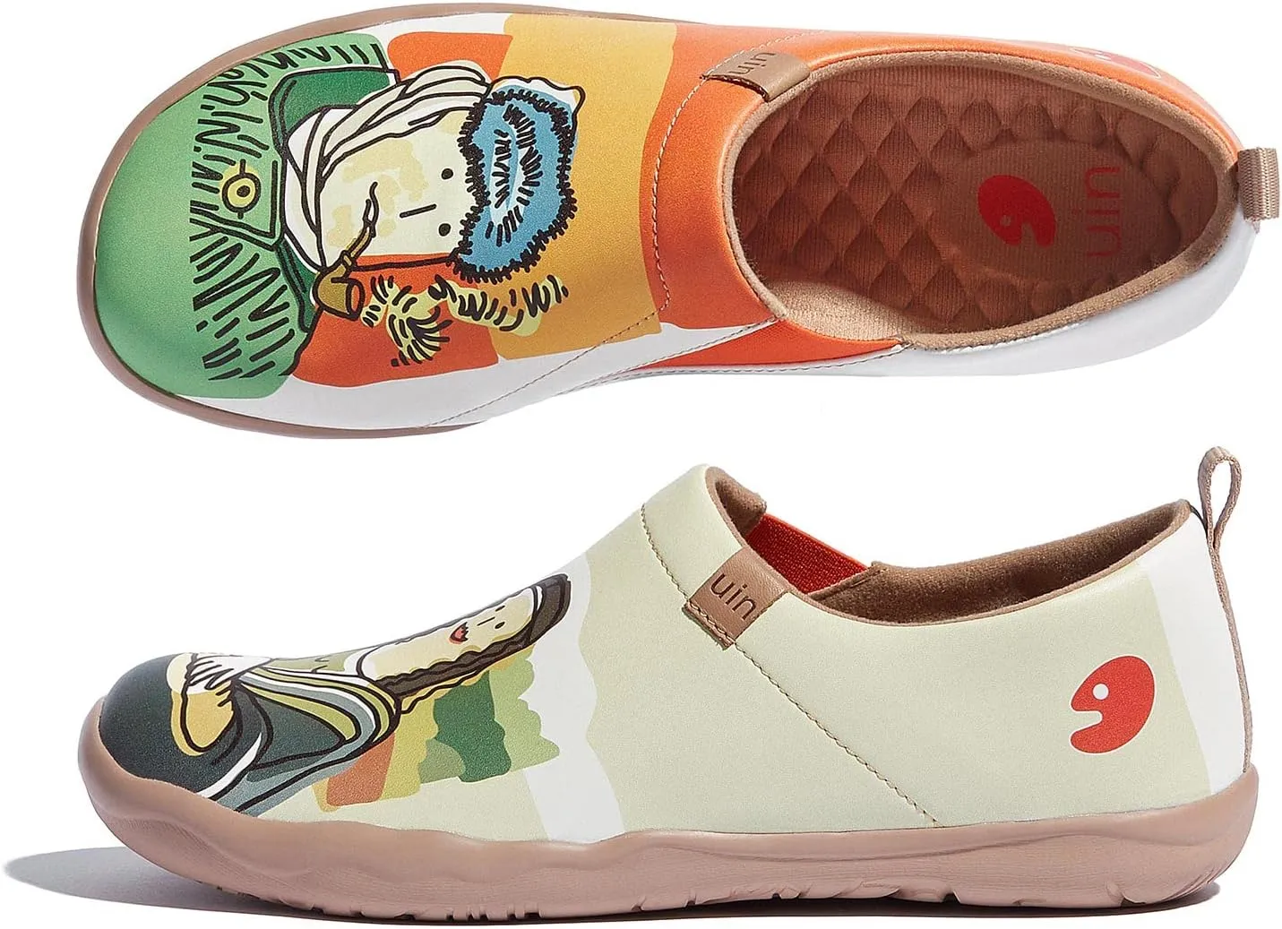 UIN Women's Artistic Design Slip-On Microfiber PU Shoes Stylish Comfortable Casual Loafers Lightweight Everyday Travel Footwear
