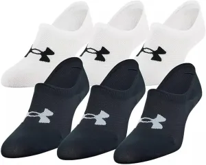 Under Armour Women's 6 Pack Essential Ultra Low Socks, Medium, Black/White