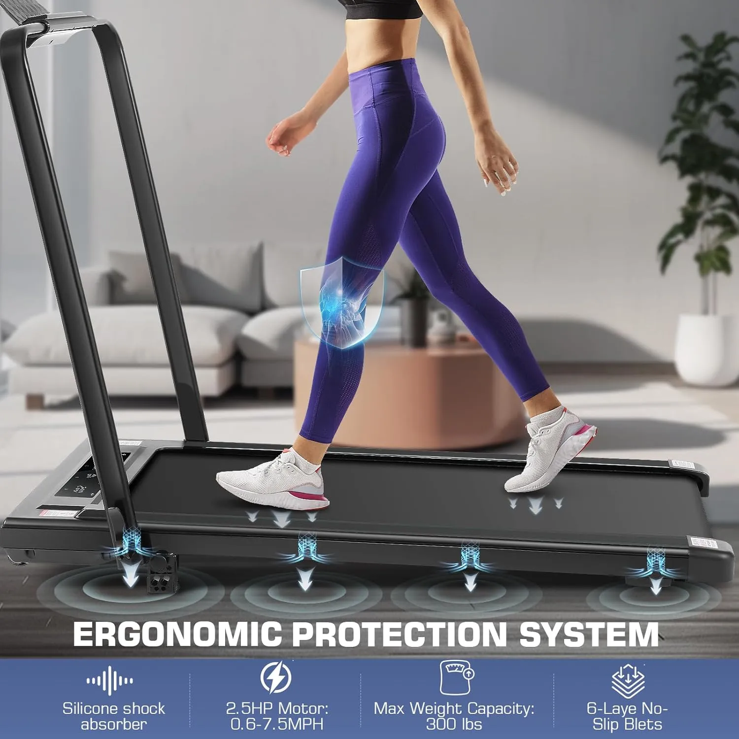 Under Desk Treadmill With Incline, 300lbs Walking Pad With Handle Bar & Remote Control, 2.5HP Folding for Home/Office, Installation-Free Jogging Running Electric Machine