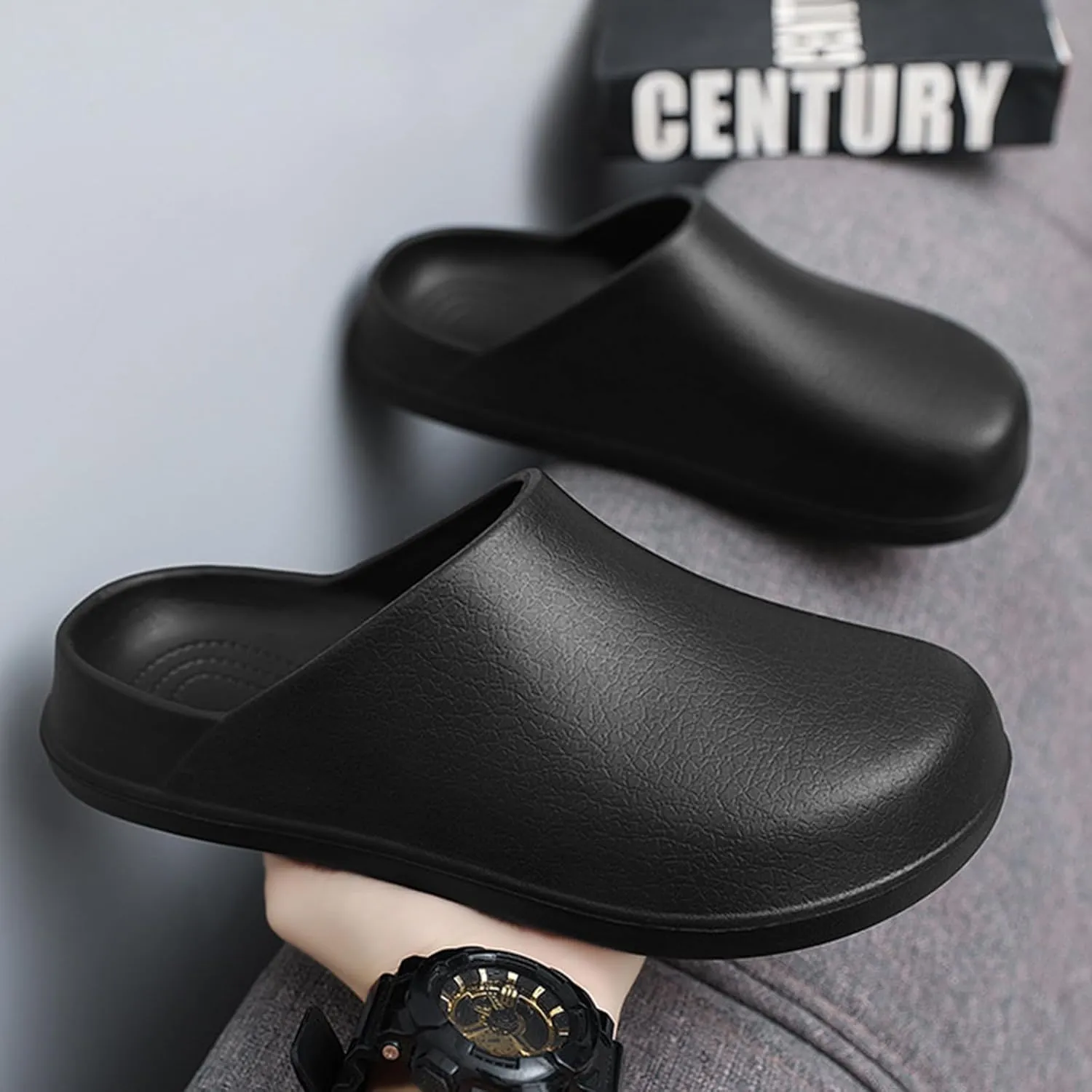 Unisex EVA clog slippers, comfortable, durable, non-slip, oil-resistant, waterproof, professional chef and nurse work shoes, casual style, two-wear minimalist kitchen shoes